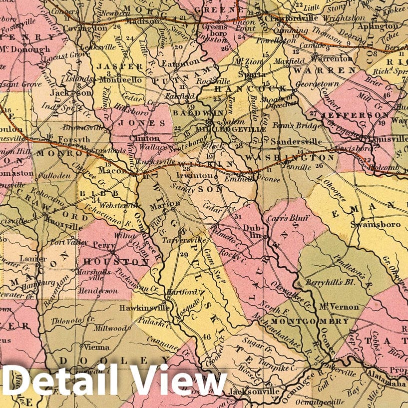 Georgia, 1850 - Historical Map Print