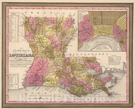 Historic Map : 1850 Louisiana. - Vintage Wall Art