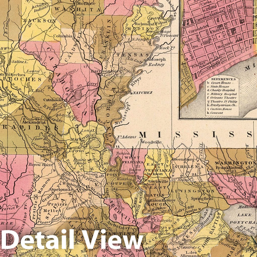 Louisiana with Environs of New Orleans, 1850 - Historical Map Print