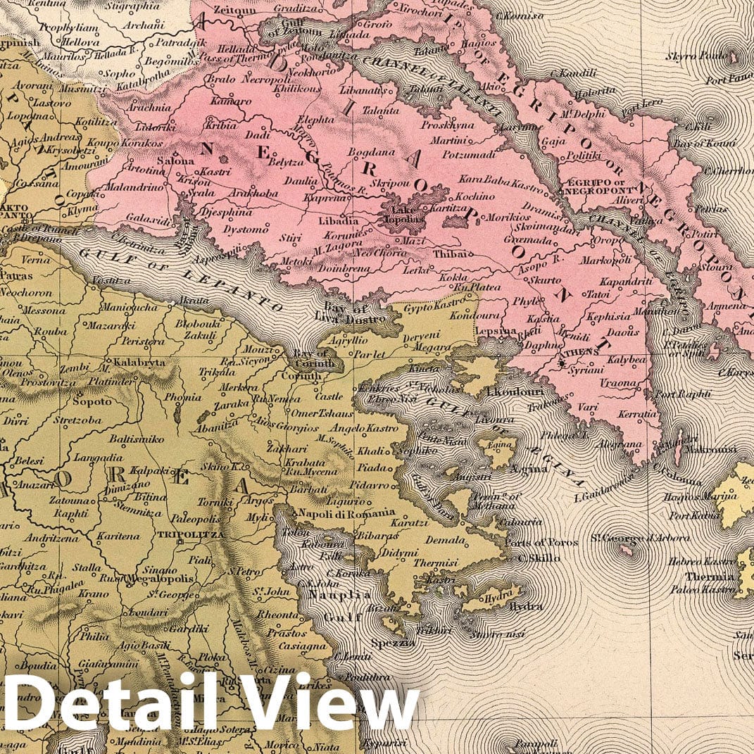 Greece with inset Crete, 1850 - Historical Map Print