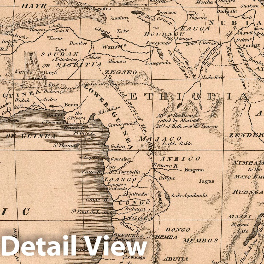 Africa - River Map, 1822 - Historical Map Print