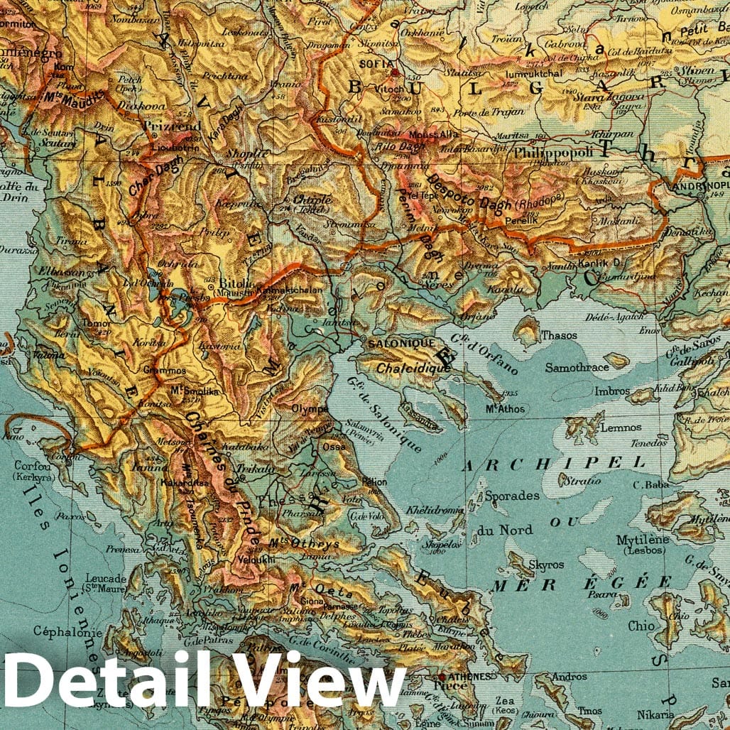 Balkan Peninsula - Nautical Chart, 1921 - Historical Map Print