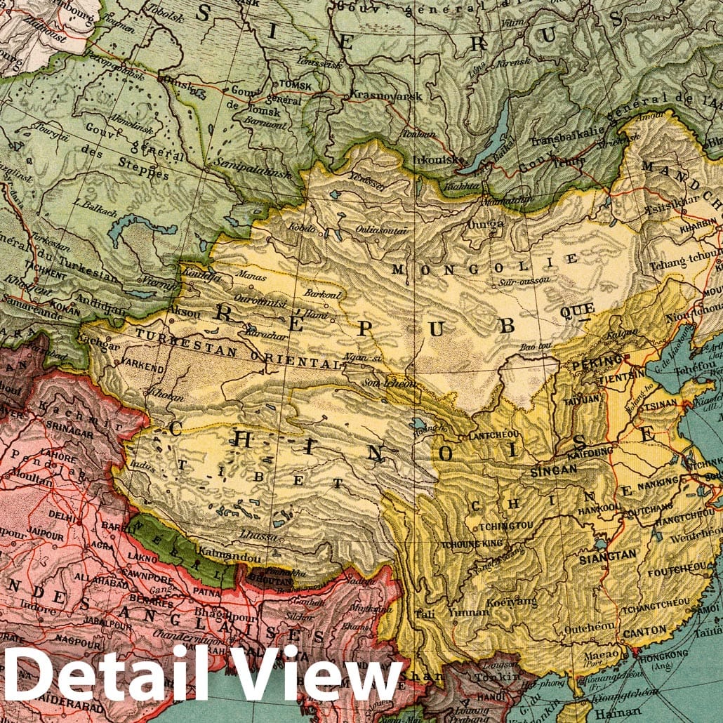 Asia - Political Map, 1921 - Swiss School Atlas Print