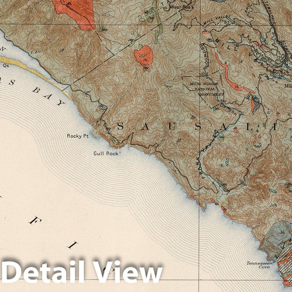 Tamalpais Quadrangle Geologic Map, 1913 - San Francisco Bay Area