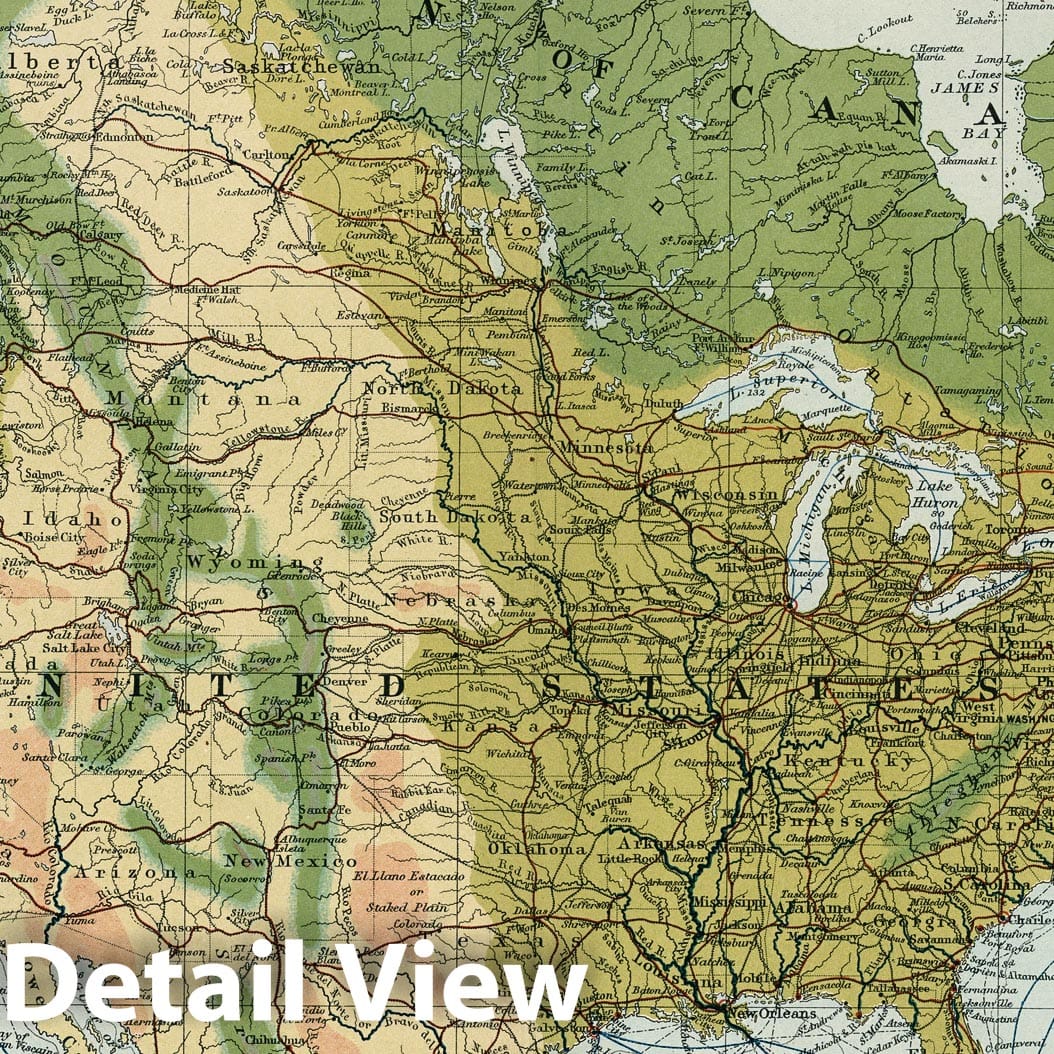 North America - General Commercial Chart, 1907 - Historical Map Print