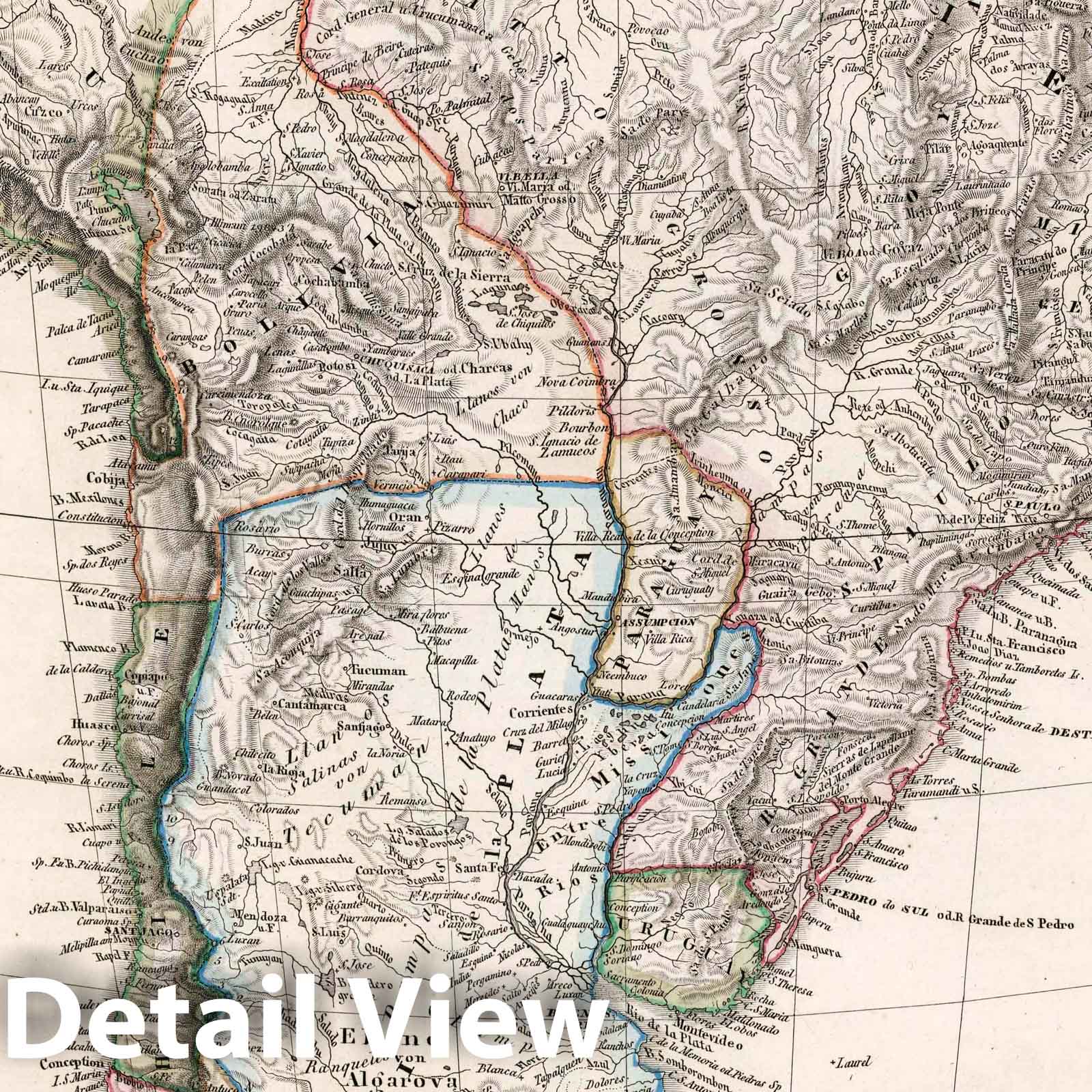 South America - Boundary Map, 1854 - Historical Map Reproduction