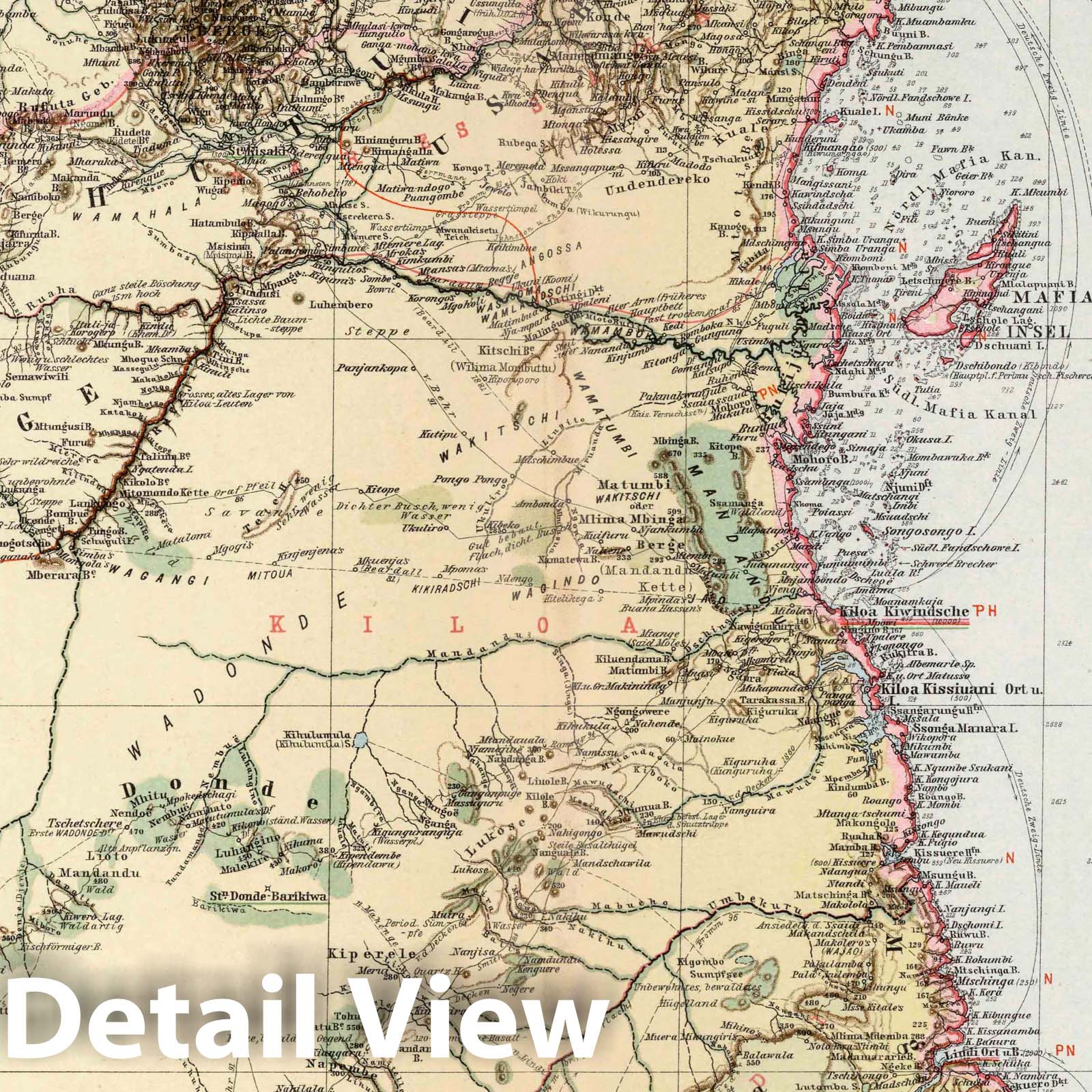 East Africa - Plate No. 4, 1897 German Colonial Atlas Map Print