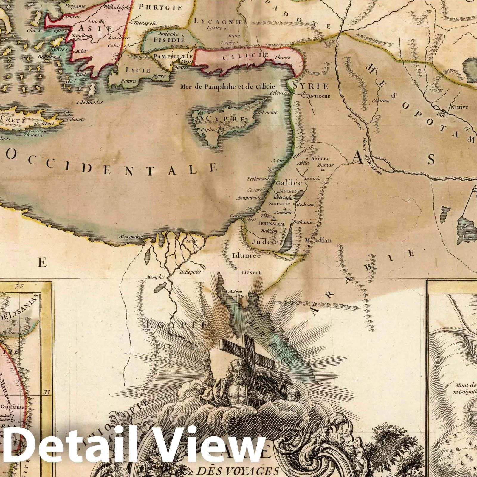 Holy Land and Mediterranean - Journeys of Christ and Apostles, 1774 - Historical Map Print