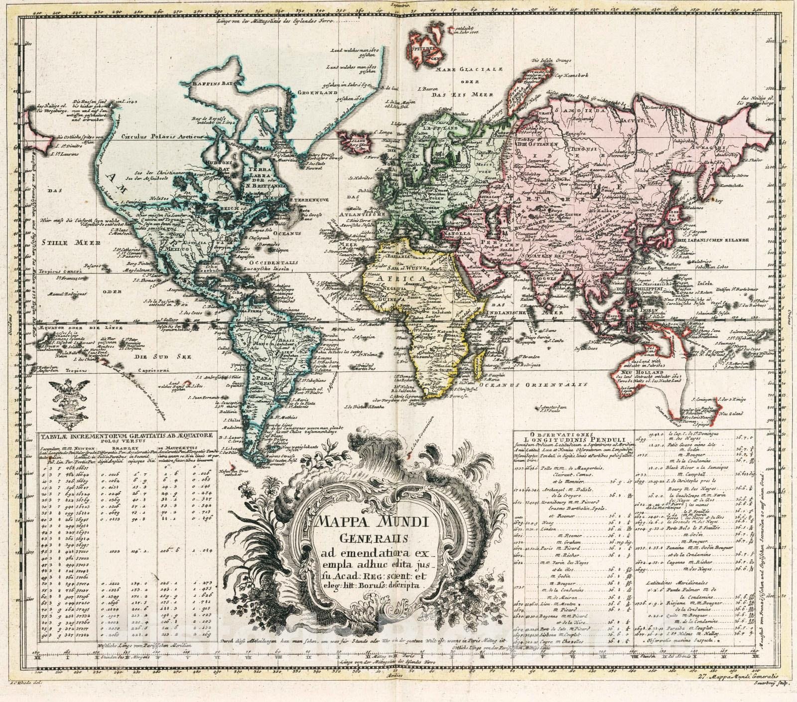 Historic Map : School Atlas - 1753 Mappa Mundi generalis - Vintage Wall Art