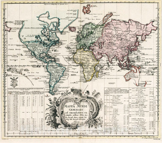 Historic Map : School Atlas - 1753 Mappa Mundi generalis - Vintage Wall Art