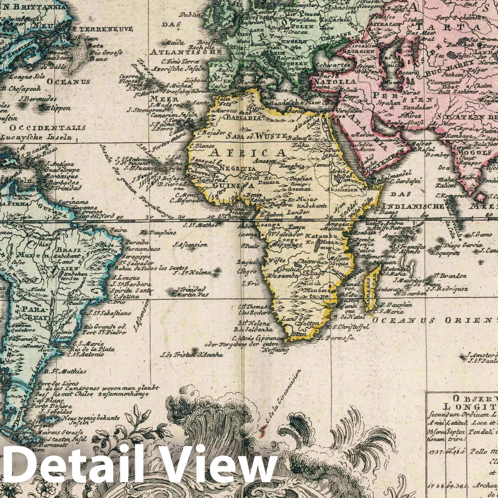 World Map - River Map, 1753 - Leonhard Euler Historical Map Print