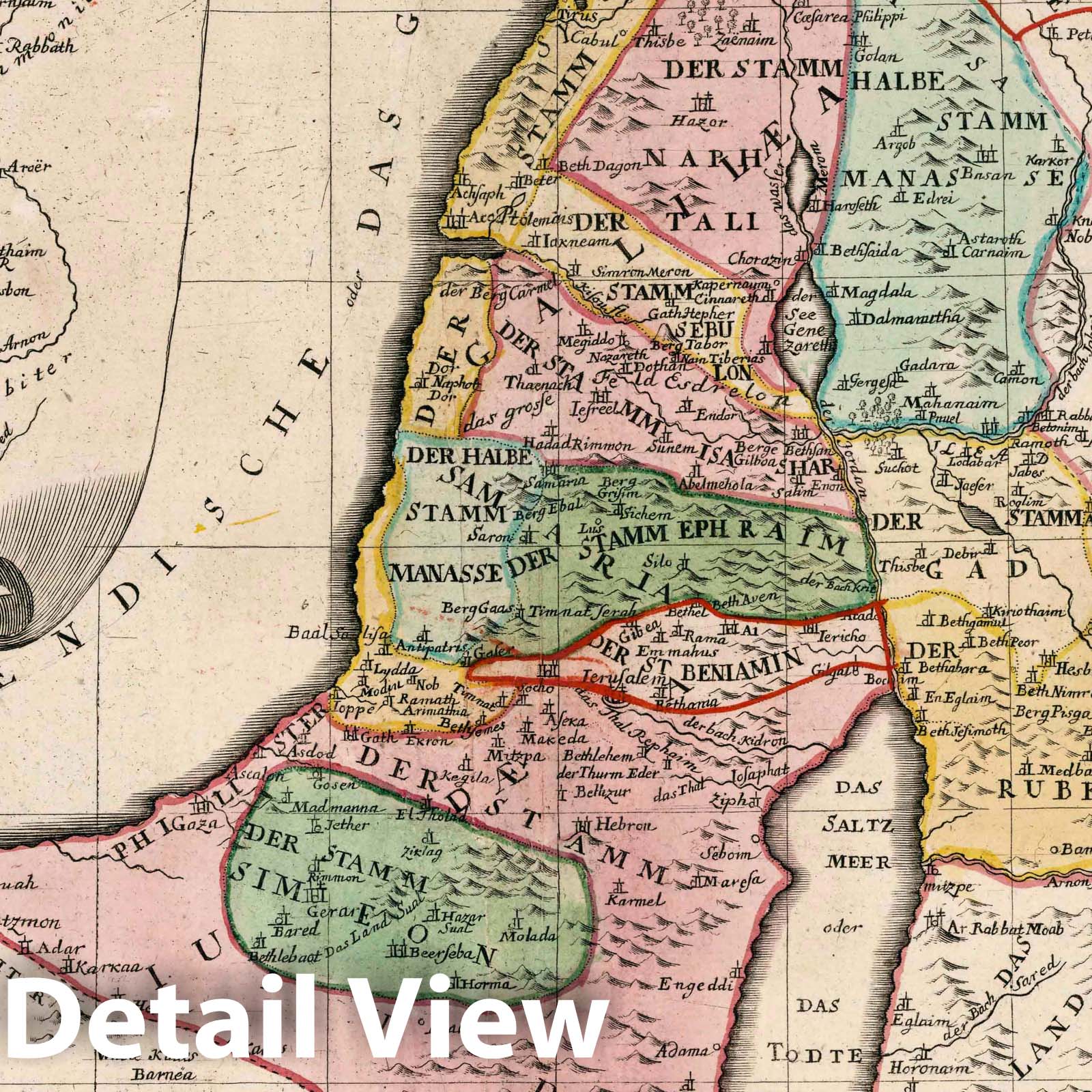 Palestine - River Map, 1753 - Historical Map Print
