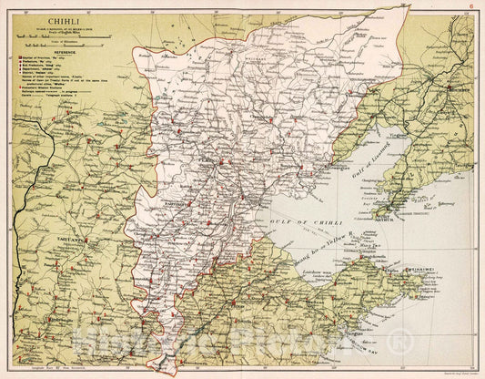 Historic Map : National Atlas - 1908 Chihli. Stanford's Geographical Establishment - Vintage Wall Art