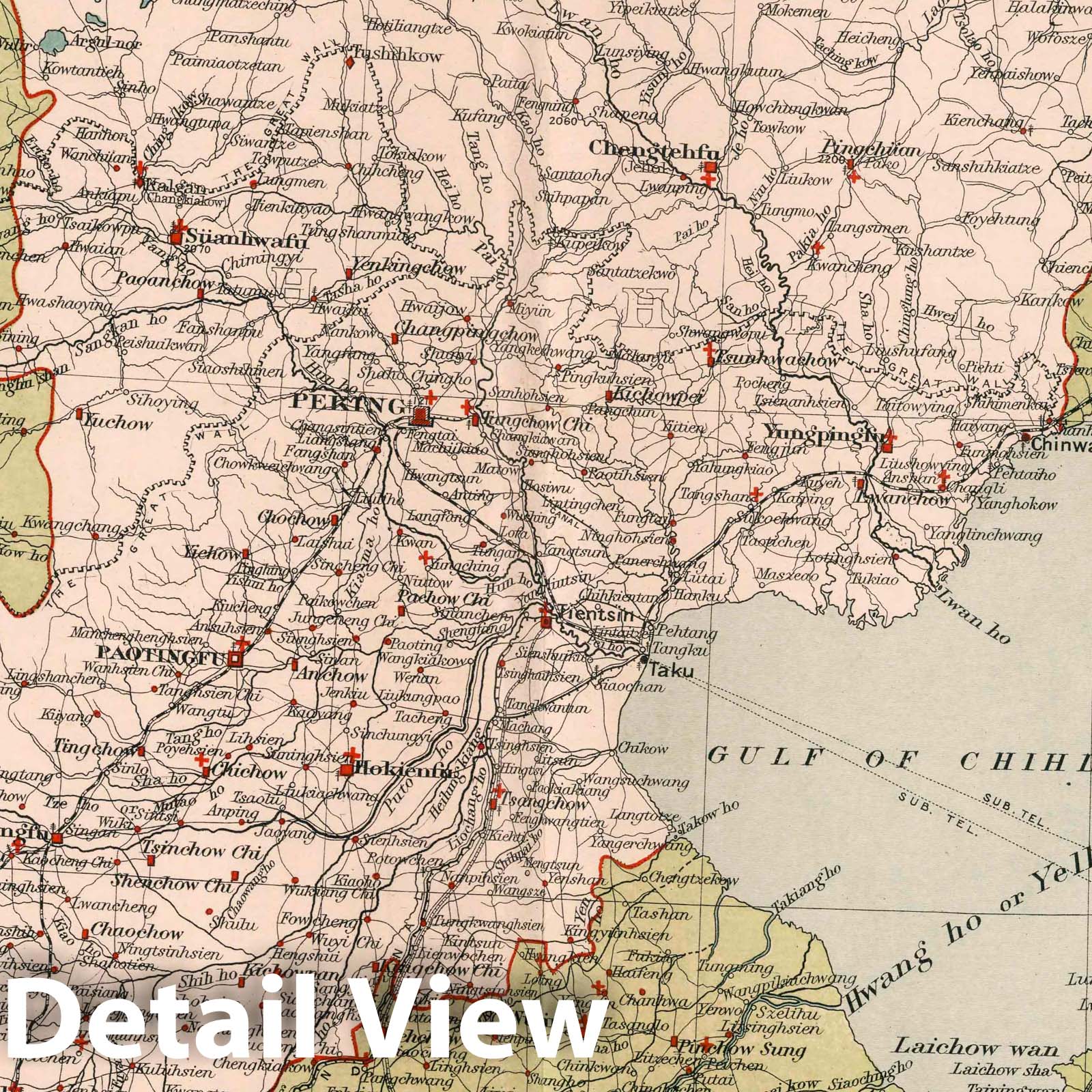 Chihli, China - Railroad Map, 1908 - Historical Map Print
