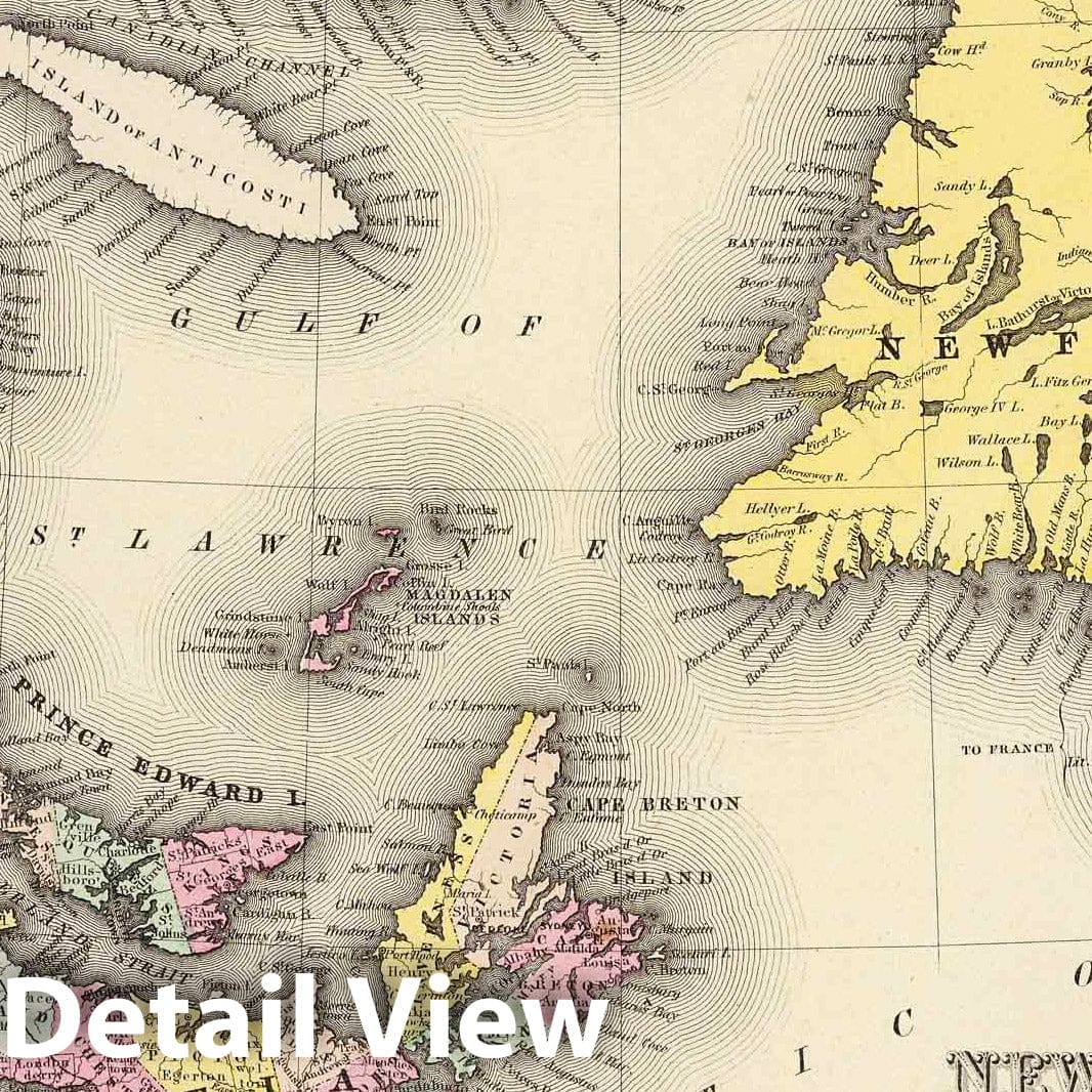 New Brunswick, Nova Scotia, Newfoundland & Prince Edward Island - 1856 Historical Map Print