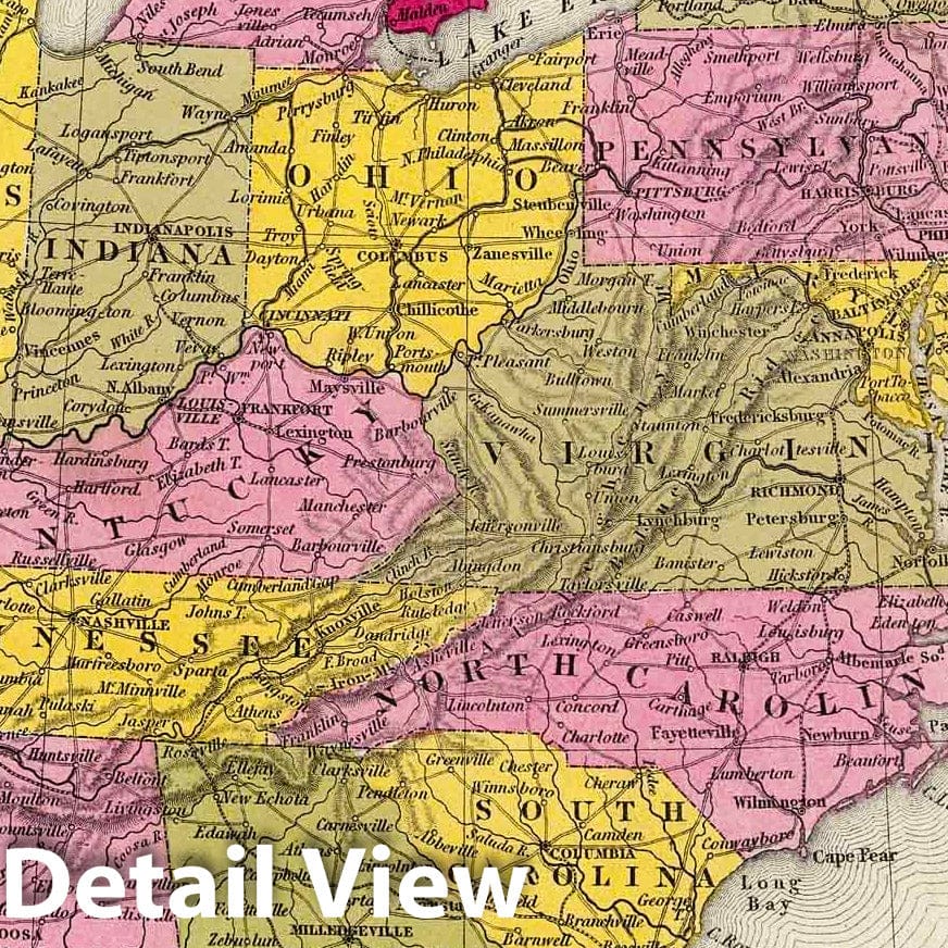 United States - River Map, 1846 - Mitchell's Universal Atlas Historical Print