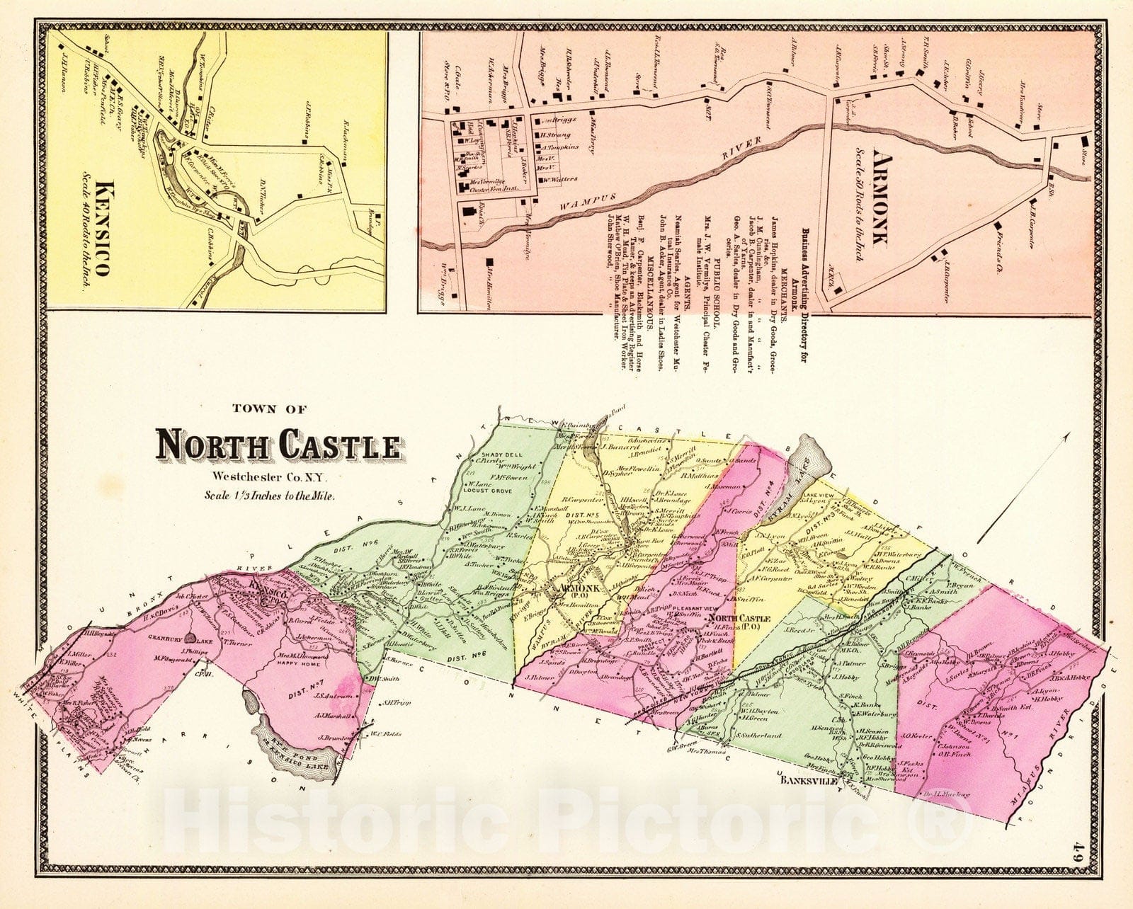 Historic Map : 1868 N. Castle, Town. - Vintage Wall Art