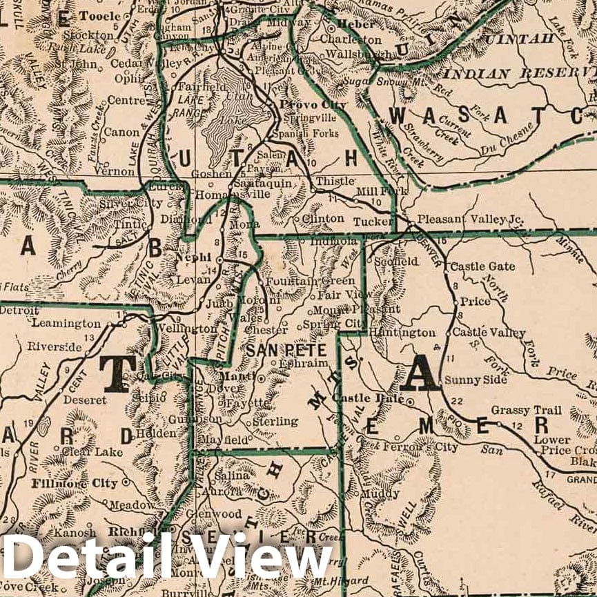 Utah, 1883 - Cram's Family Atlas Historical Map Print