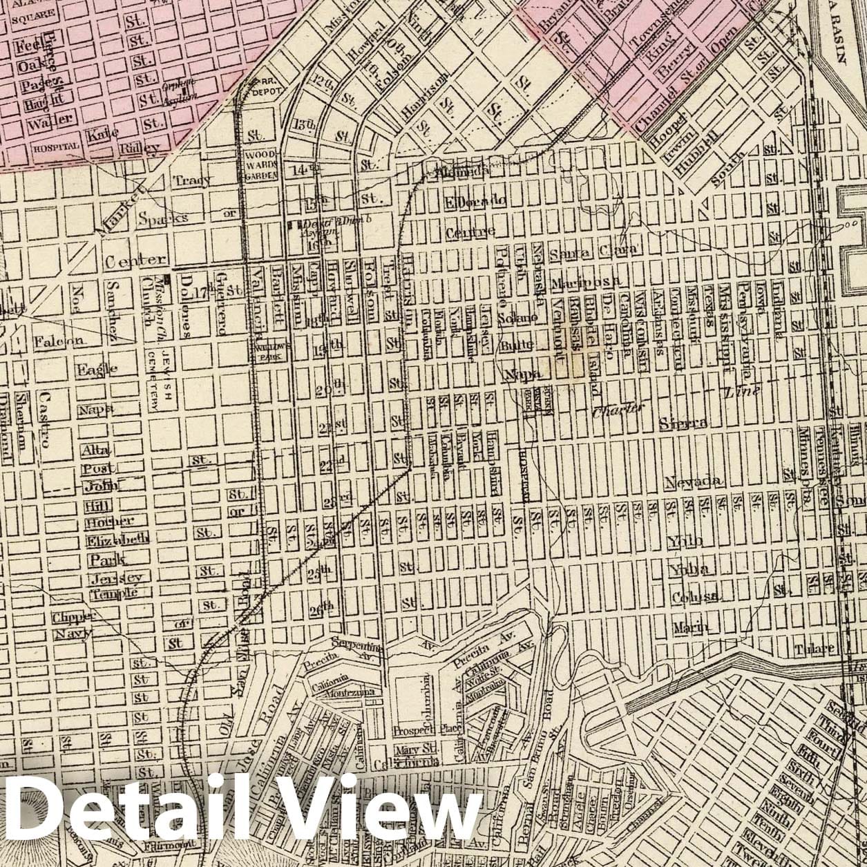 Historic Map : San Francisco (Cal.), 1873 San Francisco. , Vintage Wall Art