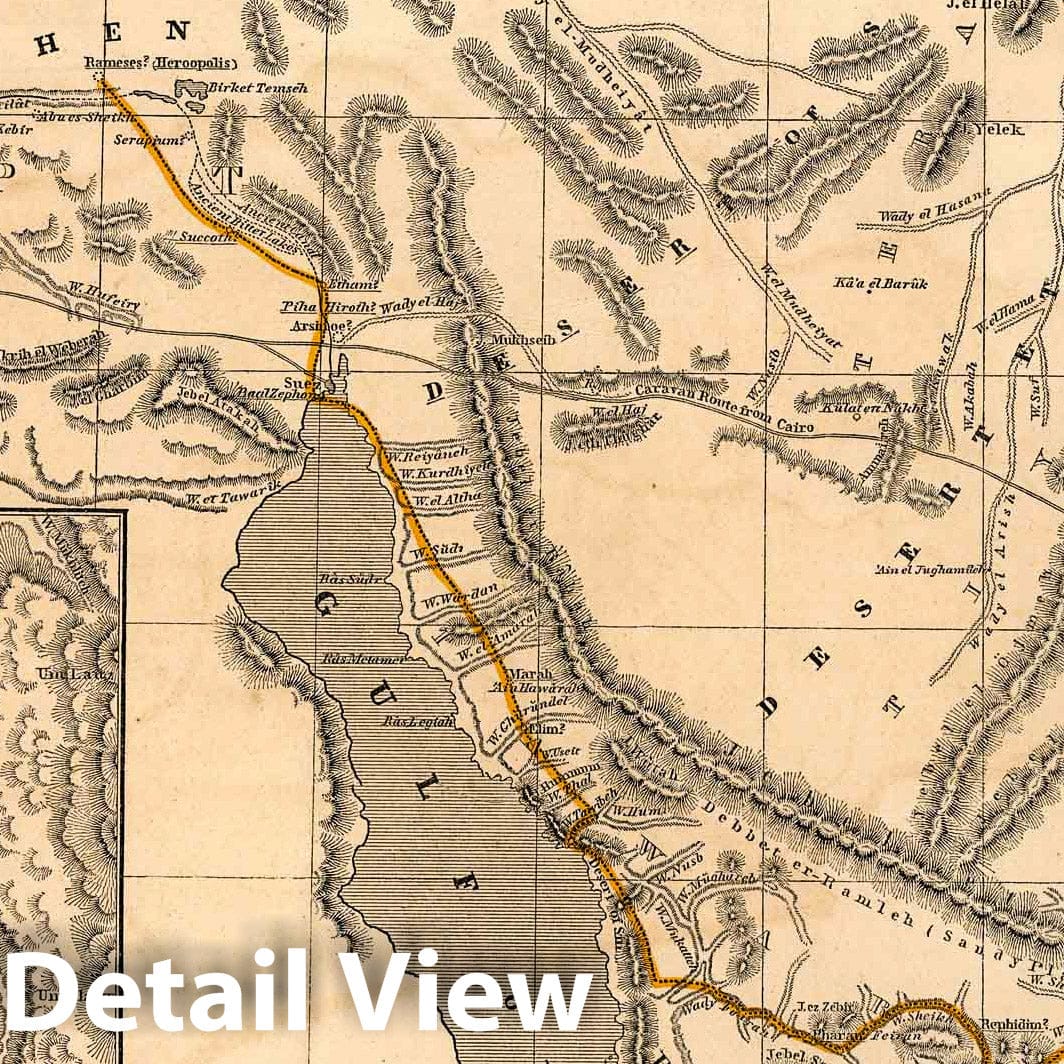 Israelites Journey in the Desert - Route Map, 1844