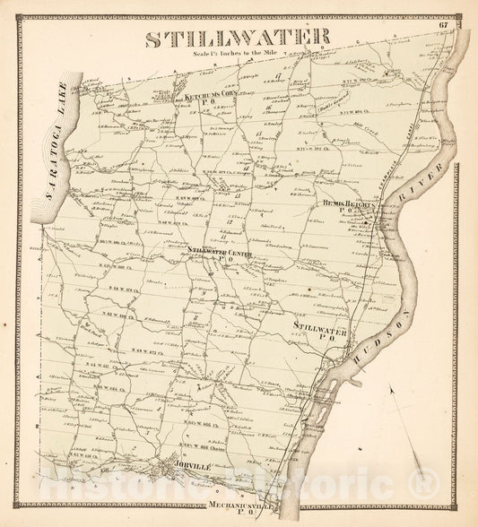 Historic Map : 1866 Stillwater, Saratoga County, New York. - Vintage Wall Art