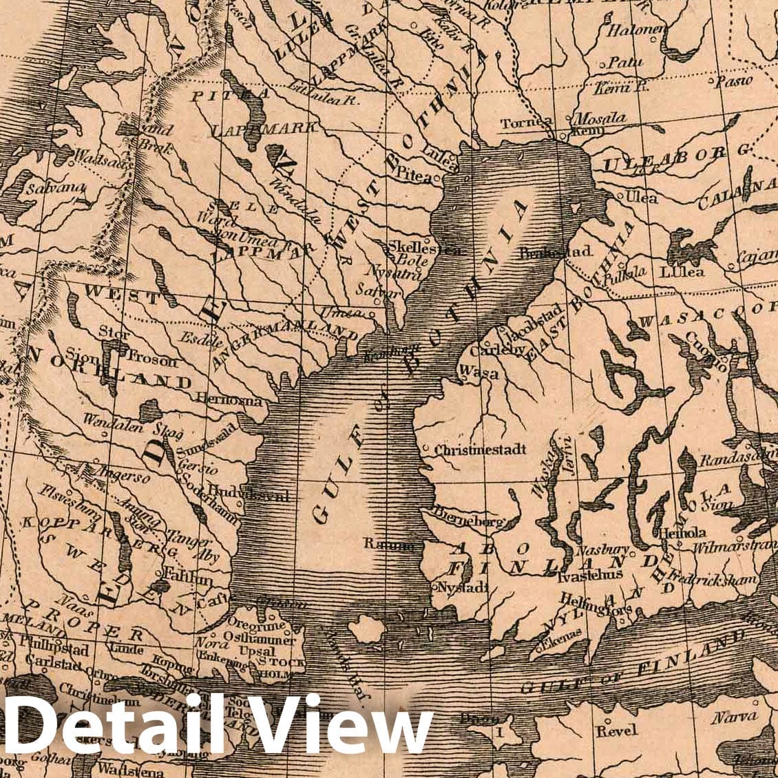 Sweden, Norway, and Iceland - River Map, 1822 - Historical Map Print