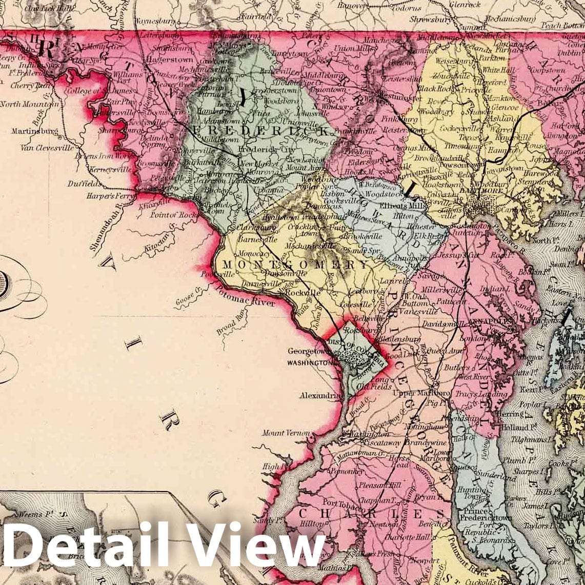 Maryland and Delaware 1860 Historical Map Print