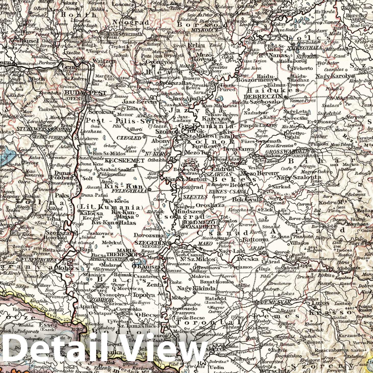 Hungary - Railroad Map, 1900 - Historical Map Print