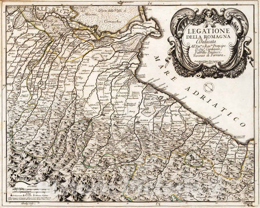 Historic Map : Italy, , Europe 1699 Legatione della Romagna , Vintage Wall Art