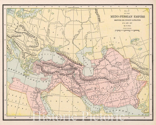 Medo-Persian Empire Historical Map Print, 1901