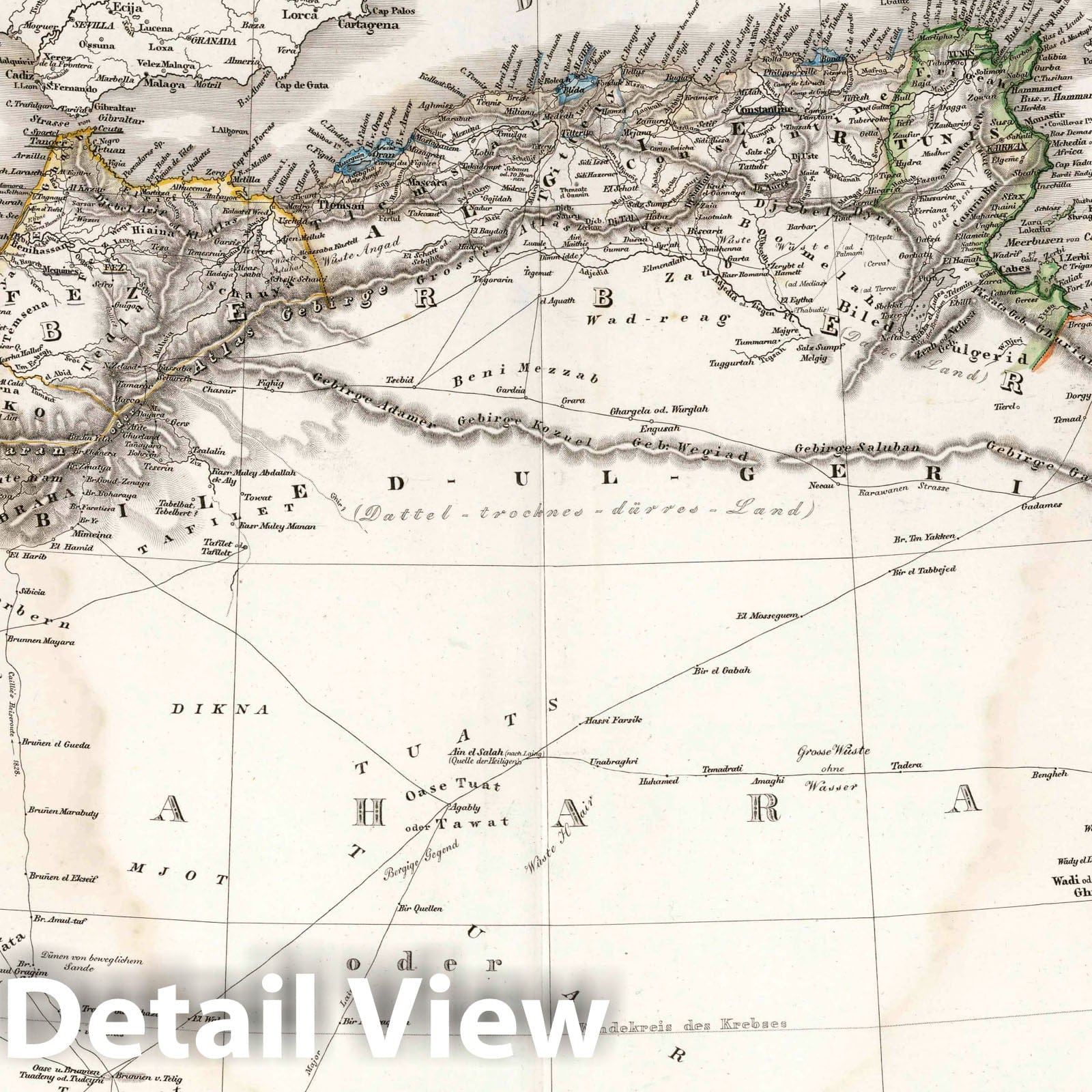 North Africa with Azores Inset, 1841 - Historical Map Print