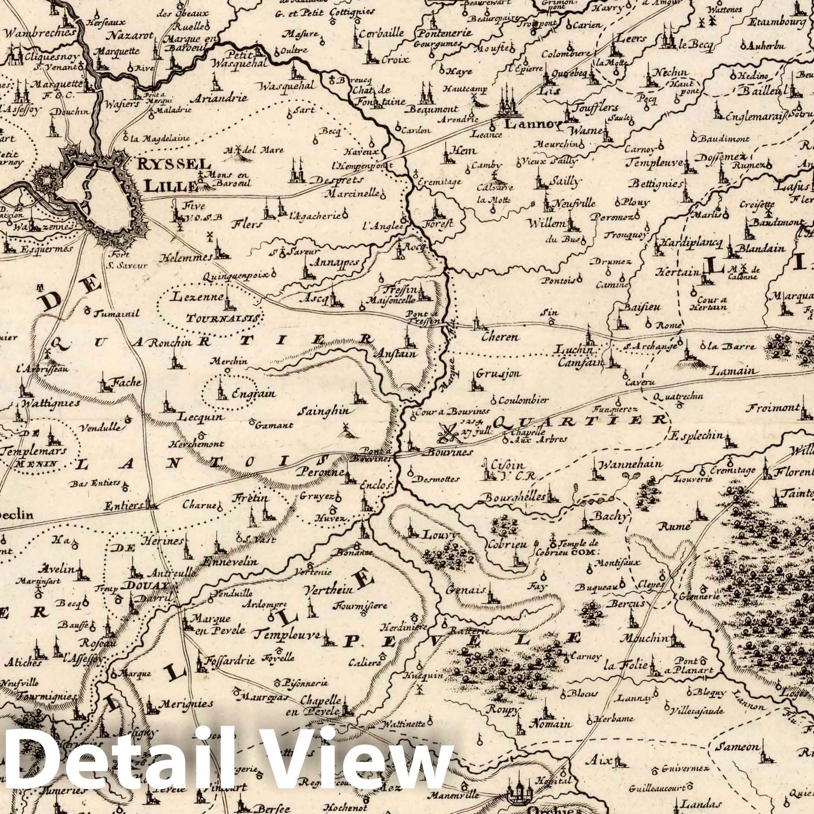 Theatre of War in Flanders - Military Map, 1727 - Historical Map Print