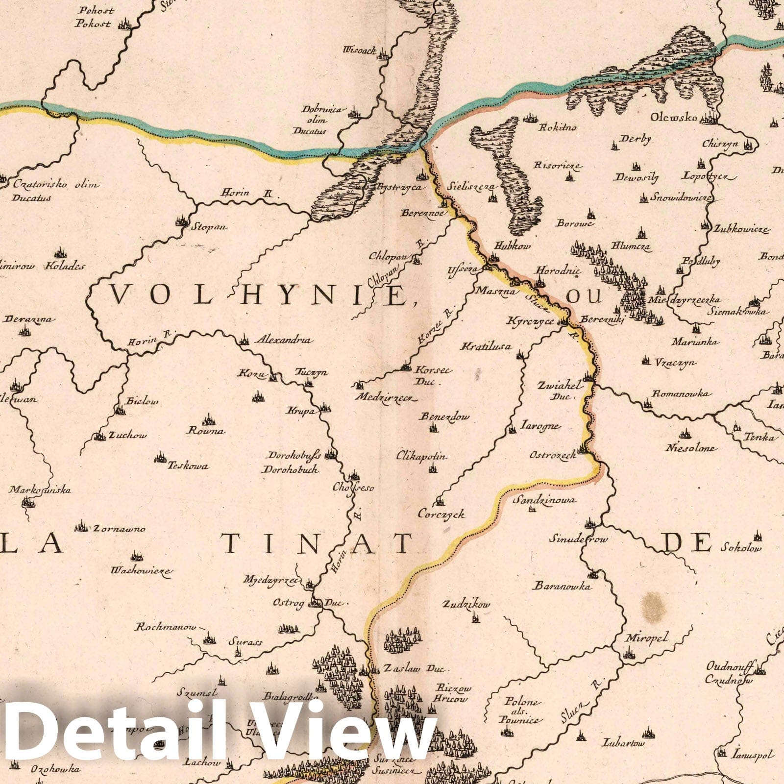 Upper Volyn, Ukraine 1665 Historical Map Print