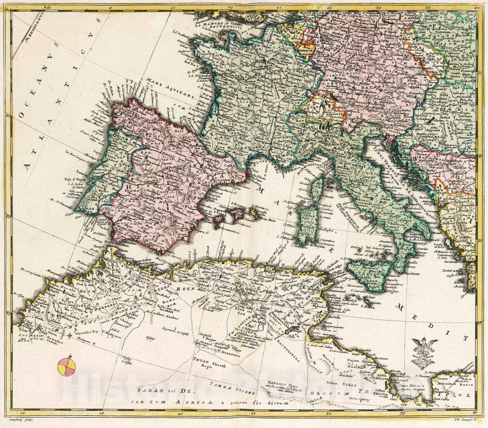Historic Map : 1753 (Continues) Tabula Geographica Europae v1 - Vintage Wall Art