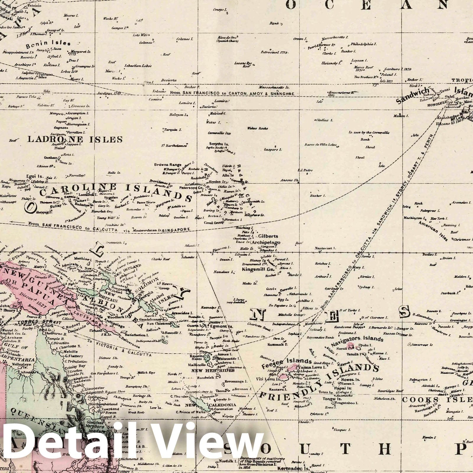 Oceanica, Australia, Malaysia and Polynesia - 1874 Historical Survey Map