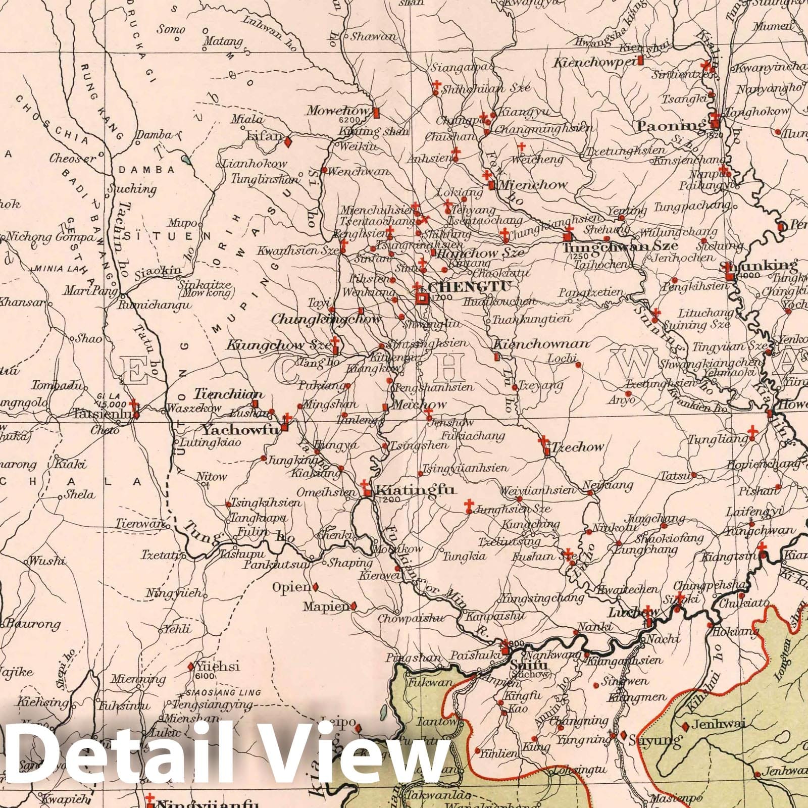 Sichuan, China - Railroad Map, 1908 - Historical Map Print