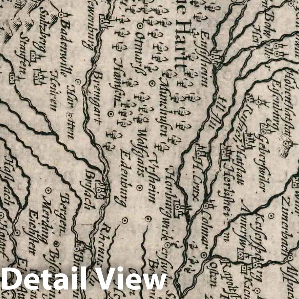 Upper Alsace, Germany - River Map, 1637 - Mercator's Atlas Print