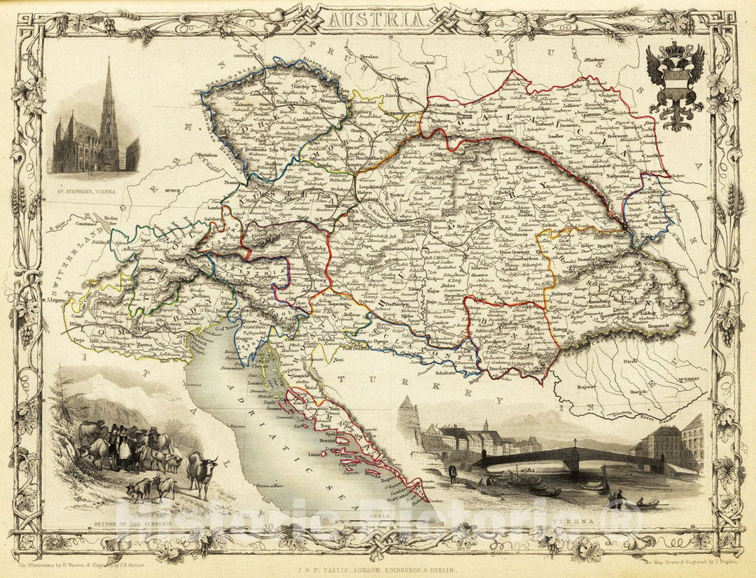 Historic Map : 1851 Austria. - Vintage Wall Art