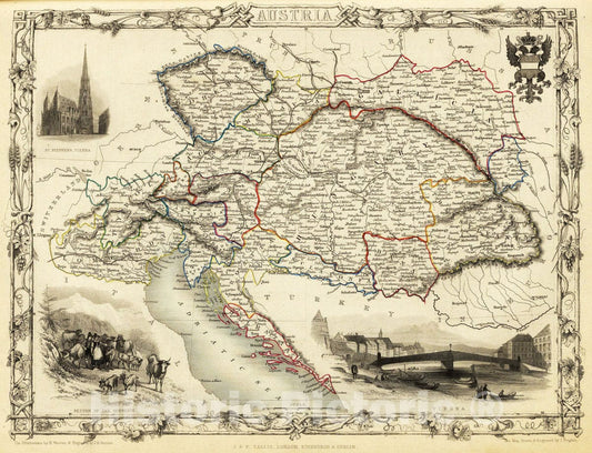 Historic Map : 1851 Austria. - Vintage Wall Art