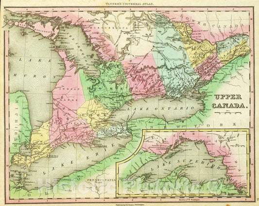 Historic Map : 1836 Upper Canada. - Vintage Wall Art