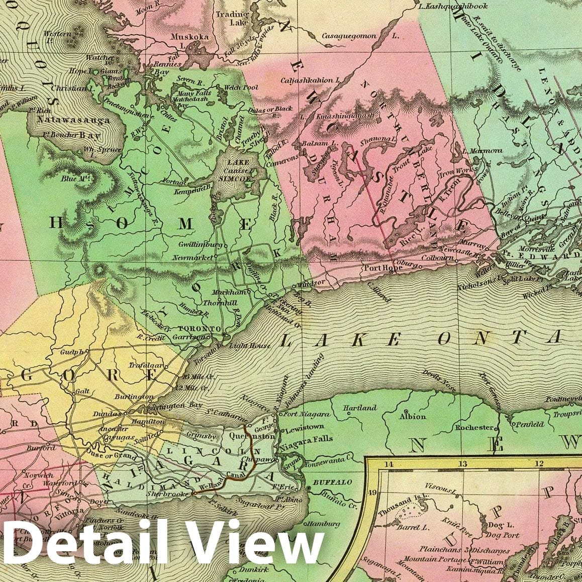 Historic Map : 1836 Upper Canada. - Vintage Wall Art