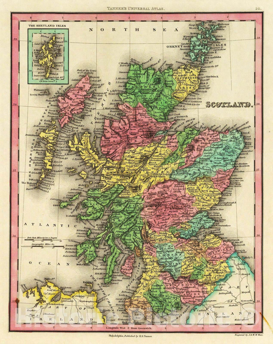 Historic Map : 1836 Scotland. - Vintage Wall Art