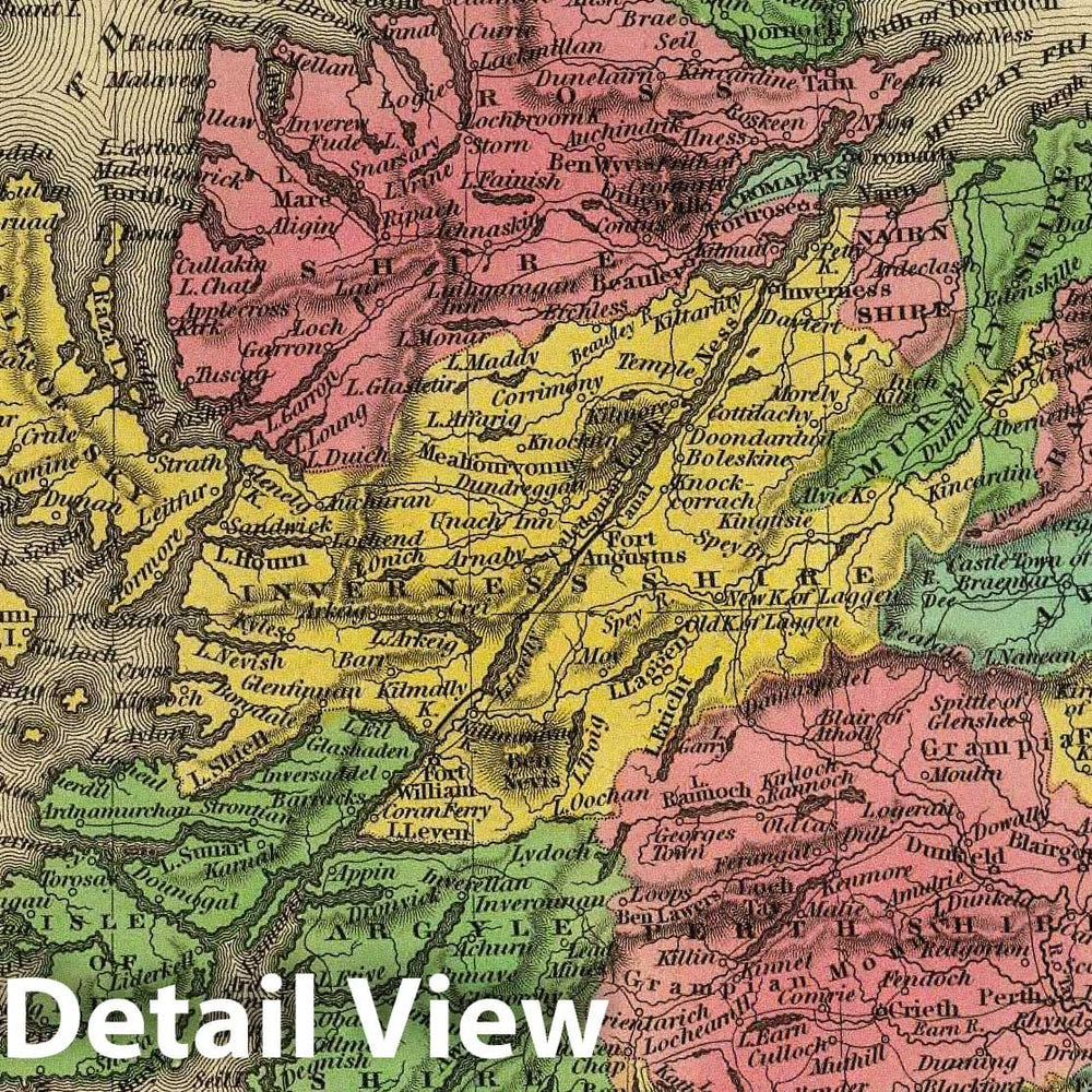 Historic Map : 1836 Scotland. - Vintage Wall Art