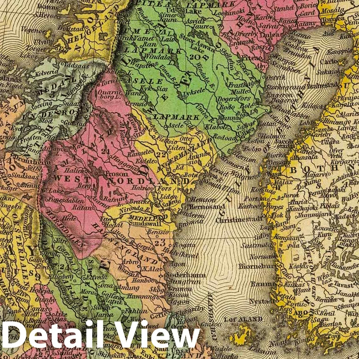 Sweden and Norway, 1836 - Historical Map Print
