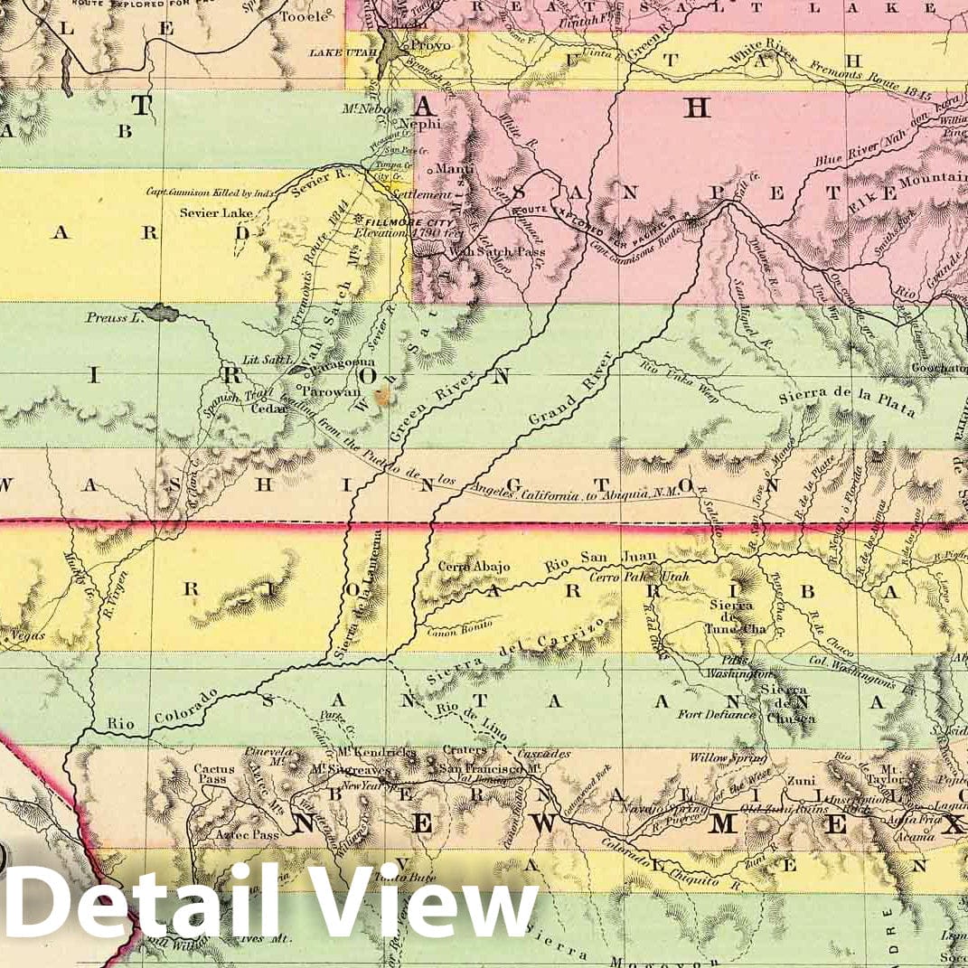 New Mexico and Utah - Railroad Map, 1856 - Historical Map Print