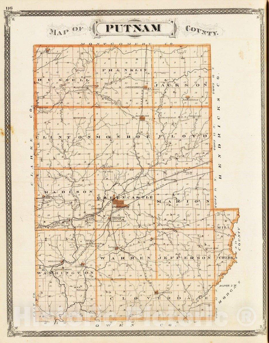 Historic Map : 1876 Map of Putnam County. - Vintage Wall Art