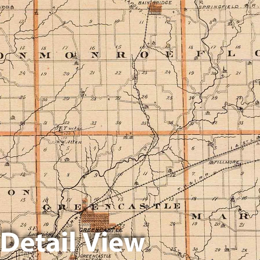 Historic Map : 1876 Map of Putnam County. - Vintage Wall Art