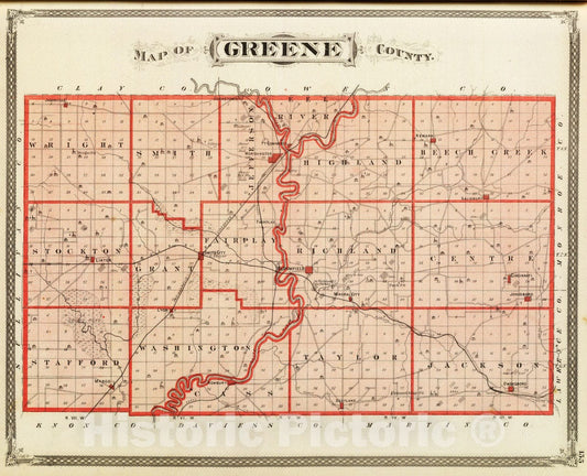 Historic Map : 1876 Map of Greene County. - Vintage Wall Art