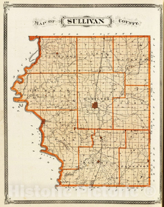Historic Map : 1876 Map of Sullivan County. - Vintage Wall Art