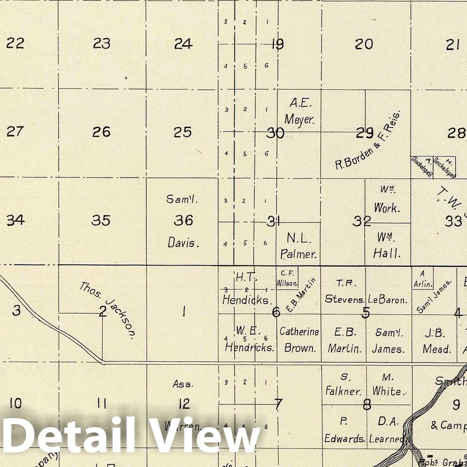 Fresno County and Huron, California - Survey Map, 1891